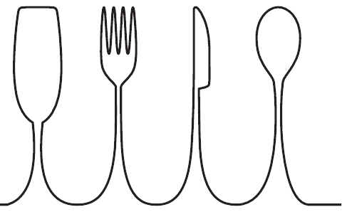 Logo Pasta & Canella : verre et couverts stylisés